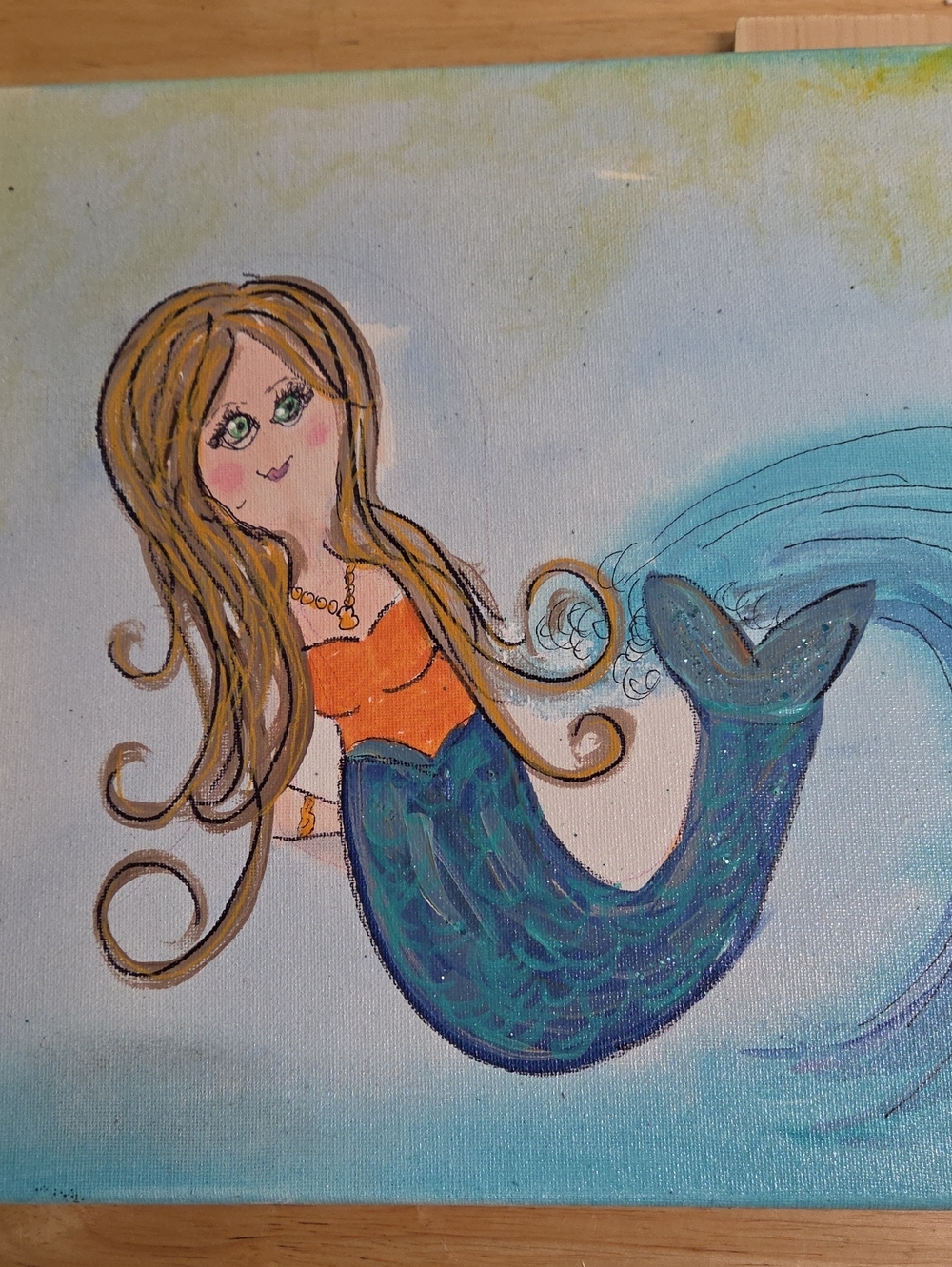 Mermaid Canvas Art Painting 12 By 12 Inch Whimsical